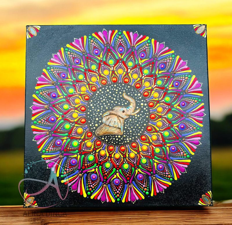 Mandala Elefantului - Simbolul Înțelepciunii și Norocului